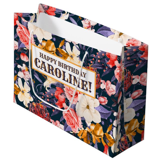 Bolsa De Regalo Grande Fiesta Floral Boho Sofisticada (Angulo Anverso)