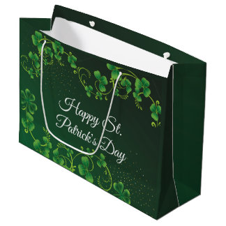 Bolsa De Regalo Grande Fiesta irlandés del Green Shamrock Vine