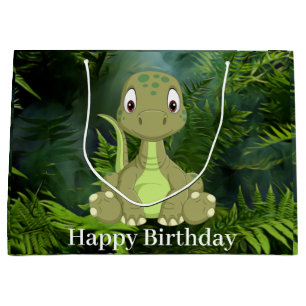 Bolsa De Regalo Grande Fiesta Jurásico Verde de Dinosaurio Cute