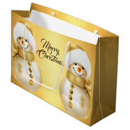 Bolsa De Regalo Grande Fiesta navidad Golden Snowman vacaciones de invier
