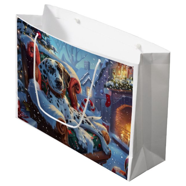 Bolsa De Regalo Grande Fiesta Navideña del Perro Dálmata (Angulo Anverso)