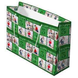 Bolsa De Regalo Grande Fiesta Personalizado de Green Birthday Boy Collage