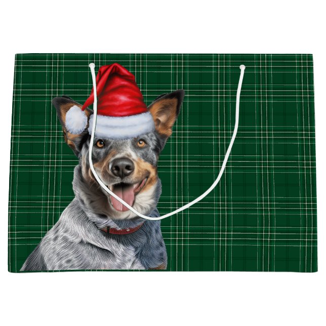 Bolsa De Regalo Grande Fiesta verde azul Heeler Perro Lover (Anverso)
