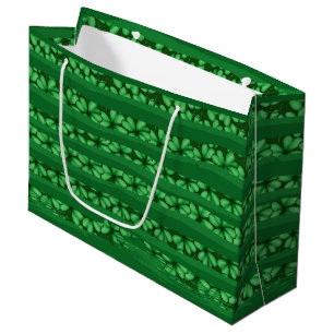 BOLSA DE REGALO GRANDE FILAS DE RIBÓN VERDE Y VERDES VERDES