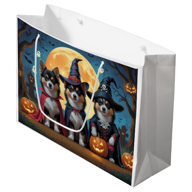 Bolsa De Regalo Grande Finlandés Lapphund Dogs Pumpkin Halloween Funny (Angulo Anverso)