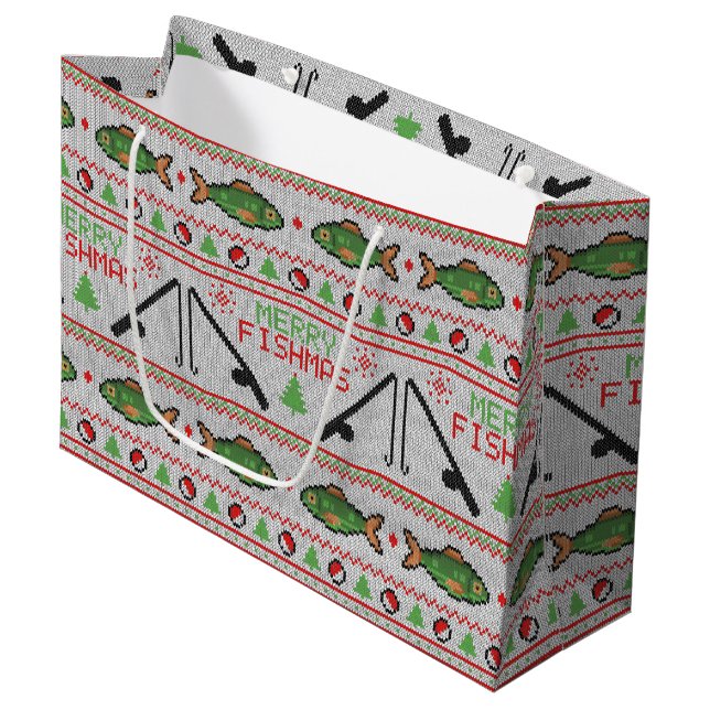Bolsa De Regalo Grande Fish Ugly Navidad Sweater (Angulo Anverso)