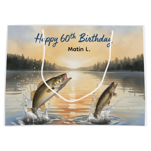 Bolsa De Regalo Grande Fishing 60th Birthday  (Anverso)