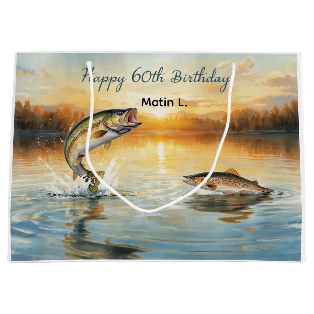 Bolsa De Regalo Grande Fishing 60th Birthday  (Anverso)