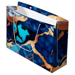 Bolsa De Regalo Grande Flamante dorado azul trenzado