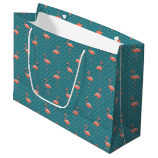 Bolsa De Regalo Grande FLAMENCOS ROSAS Y LUNares VERDES