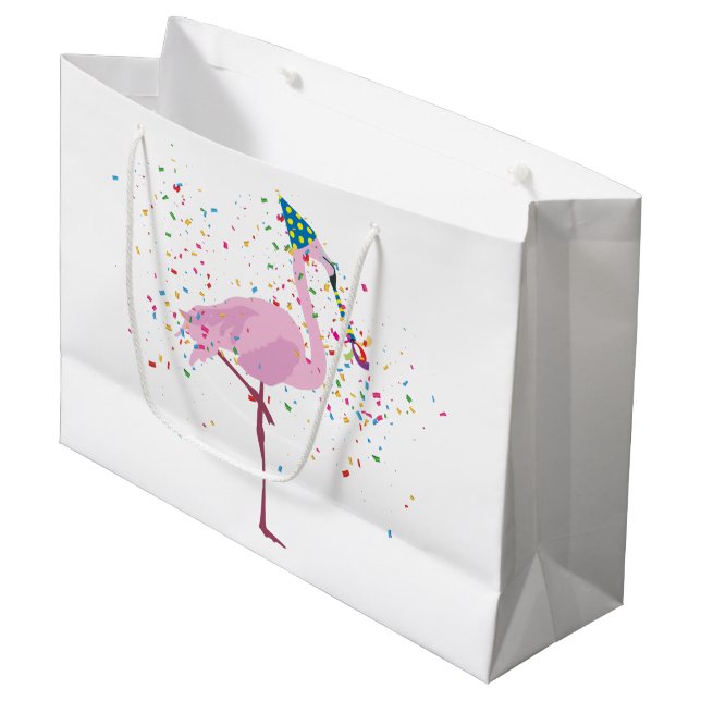 Bolsa De Regalo Grande Flamingo de fiesta - Animales en la fiesta de cump (Angulo Anverso)