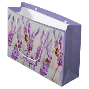 Bolsa De Regalo Grande Flor acuática de Lavender Bee Happy Herb