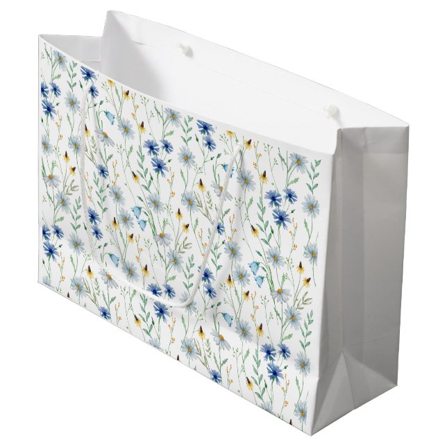 Bolsa De Regalo Grande Flor azul acuática (Angulo Anverso)