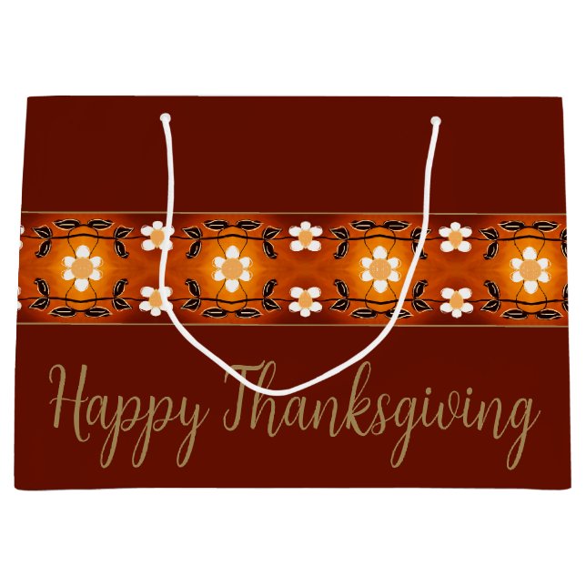 Bolsa De Regalo Grande Flor blanca con marrón (Anverso)