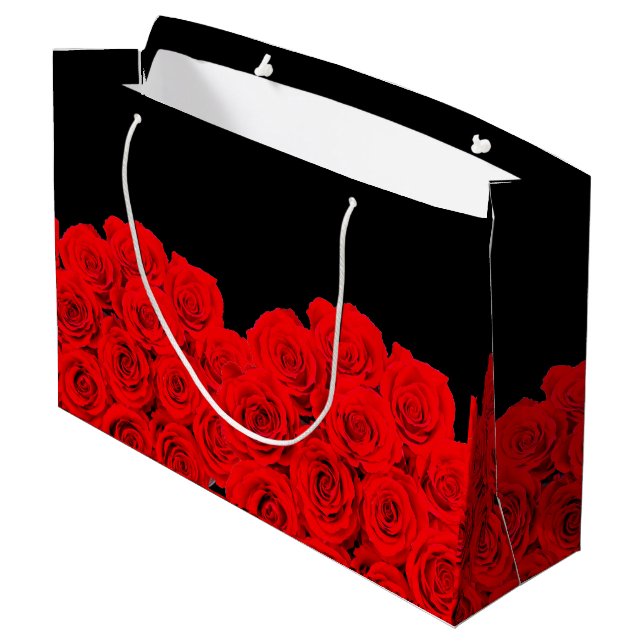 Bolsa De Regalo Grande Flor caliente Rojas rojas negras (Angulo reverso)