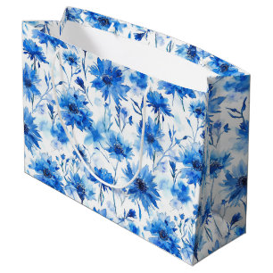 Bolsa De Regalo Grande Flor de aciano tipo azul estilo acuarela