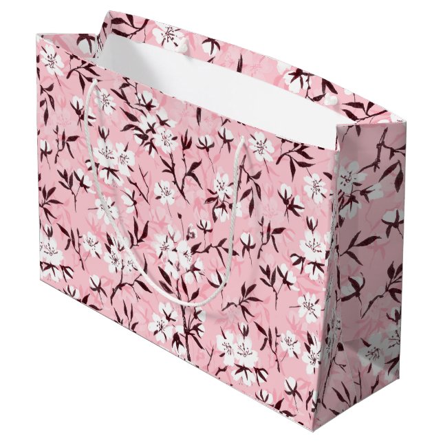 Bolsa De Regalo Grande Flor de cerezo blanco (Angulo reverso)
