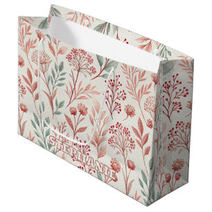 Bolsa De Regalo Grande Flor de cerezo rosa, patrón de flores y hojas