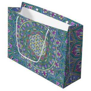 Bolsa De Regalo Grande Flor de la Vida - Mandala Estilo India 1