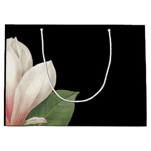 Bolsa De Regalo Grande Flor de Magnolia del Sur Negro blanco rosado