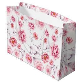 Bolsa De Regalo Grande flor de peonía rosa dibujo de botánica patrón vint