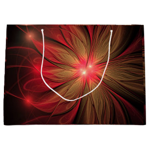Bolsa De Regalo Grande Flor fractal de fanatismo rojo