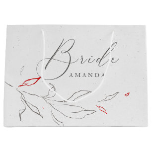 Bolsa De Regalo Grande Flor gris y roja simple Tipografía de novia