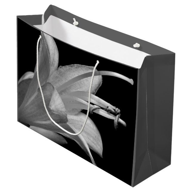 Bolsa De Regalo Grande Flor Hosta en blanco y negro (Angulo Anverso)