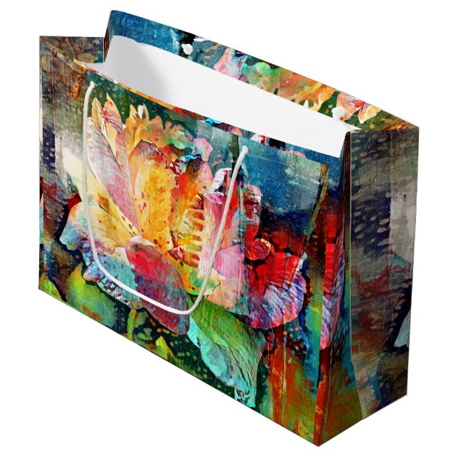 Bolsa De Regalo Grande Flor Rosa (Angulo Anverso)