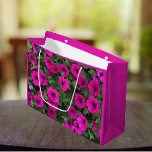 Bolsa De Regalo Grande Flor rosa brillante de Petunias