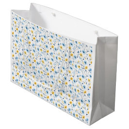 Bolsa De Regalo Grande Flor silvestre acuarela azul amarillo
