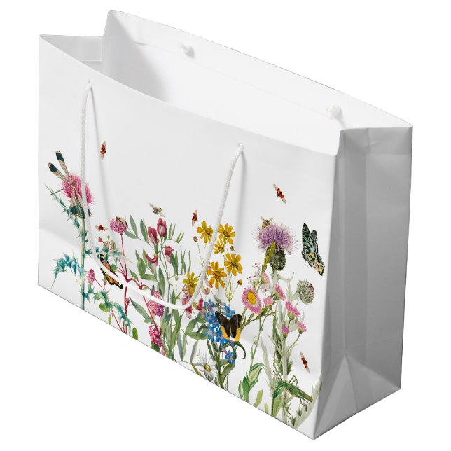 Bolsa De Regalo Grande Flor silvestre acuarela Insectos Jardín de primave (Angulo Anverso)