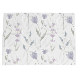Bolsa De Regalo Grande Flor silvestre acuarela púrpura azul
