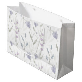 Bolsa De Regalo Grande Flor silvestre acuarela púrpura azul