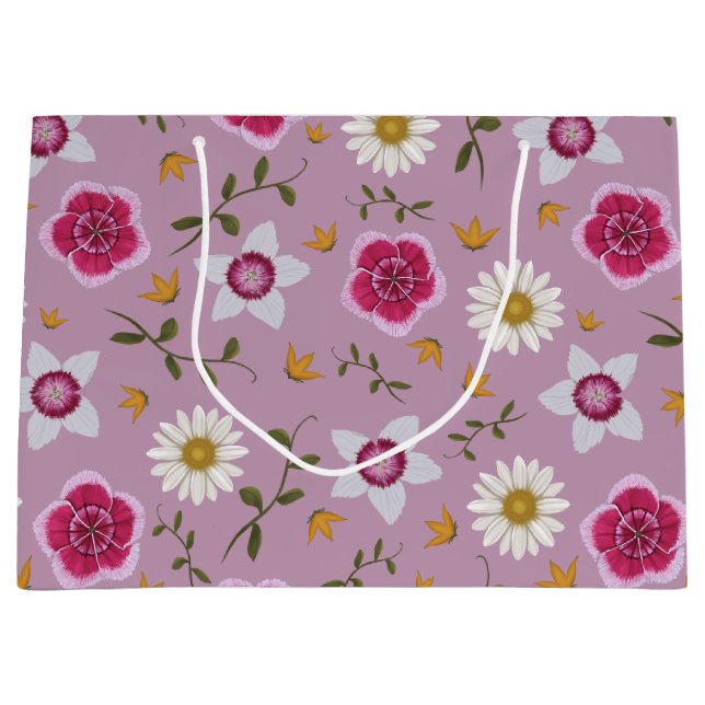 Bolsa De Regalo Grande Flor silvestre moderna rosa botánica (Anverso)