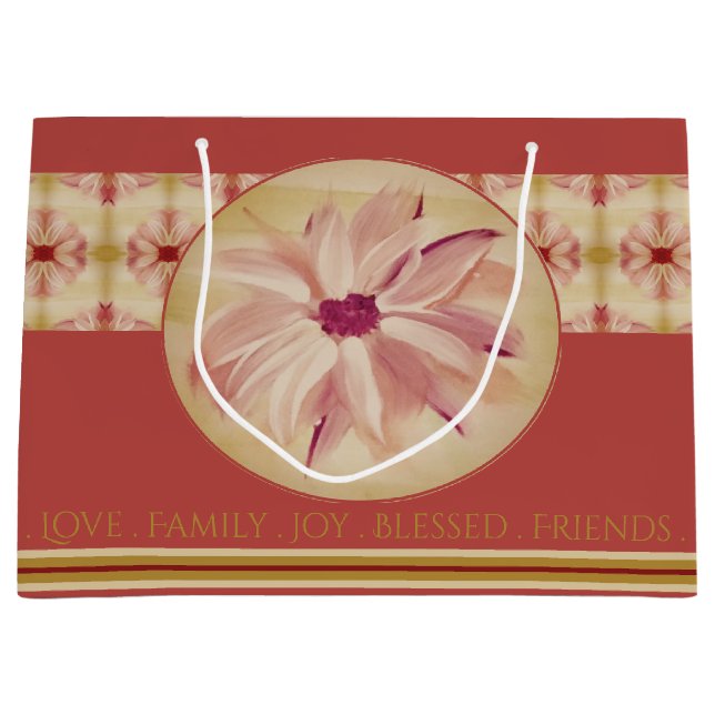 Bolsa De Regalo Grande Flora acuarela rosa (Anverso)