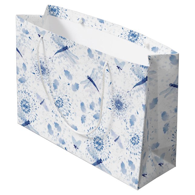 Bolsa De Regalo Grande Flora de la libélula Chinoiserie azul (Angulo reverso)