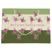 Flora rosa brillante con verde