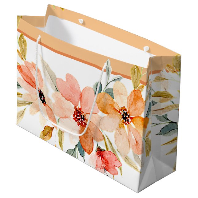 Bolsa De Regalo Grande Floral acuarela de otoño (Angulo Anverso)