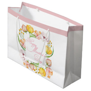 Bolsa De Regalo Grande Floral acuarela del Día de la Madre