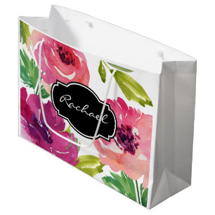 Bolsa De Regalo Grande Floral acuática de moda con nombre