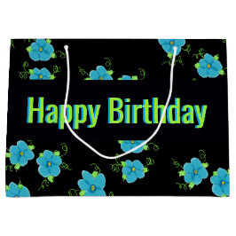 Bolsa De Regalo Grande Floral azul con negro