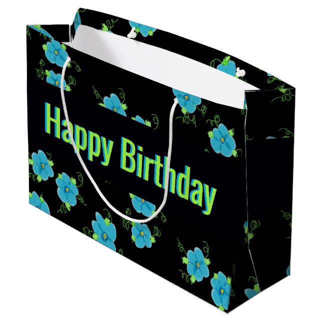 Bolsa De Regalo Grande Floral azul con negro (Angulo reverso)