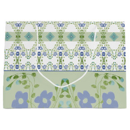 Bolsa De Regalo Grande Floral azul desvanecido