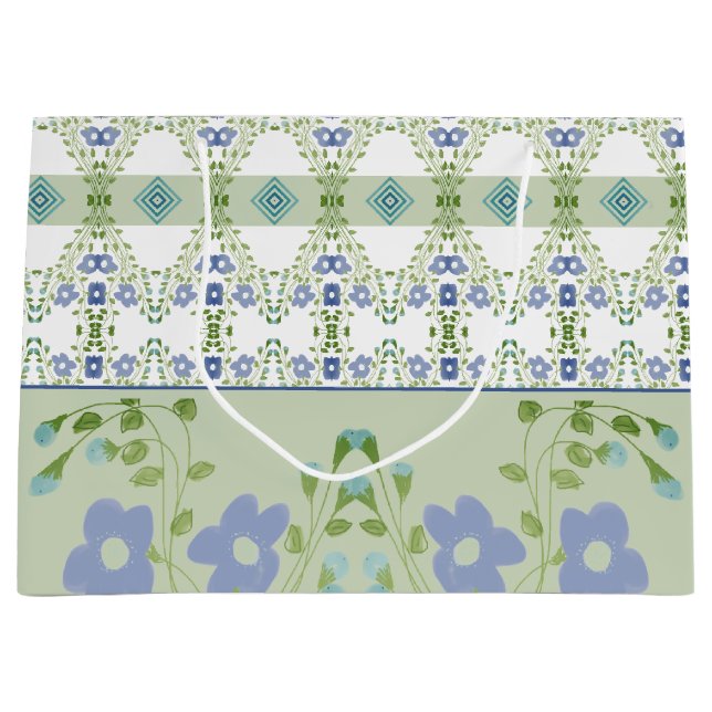 Bolsa De Regalo Grande Floral azul desvanecido (Anverso)