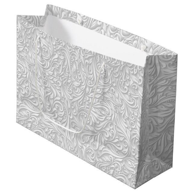 Bolsa De Regalo Grande Floral blanca (Angulo Anverso)