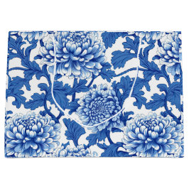 Bolsa De Regalo Grande Floral Chinoiserie color azul y blanco