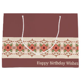 Bolsa De Regalo Grande Floral con rosa y rosa