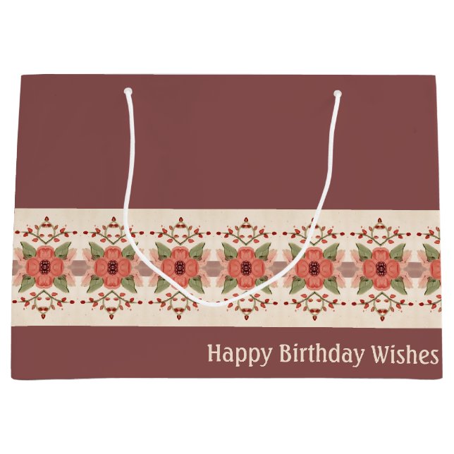 Bolsa De Regalo Grande Floral con rosa y rosa (Anverso)