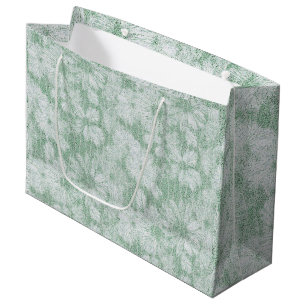 Bolsa De Regalo Grande Floral Daisy Terciopelo Verde Menta